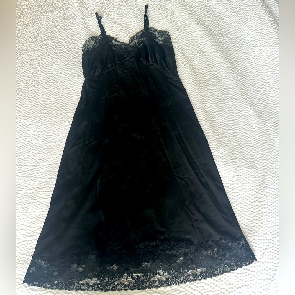 Vintage 1940s Bonwit Teller Saab Lace Nylon Slip Dress Lingerie Sz S/ 34